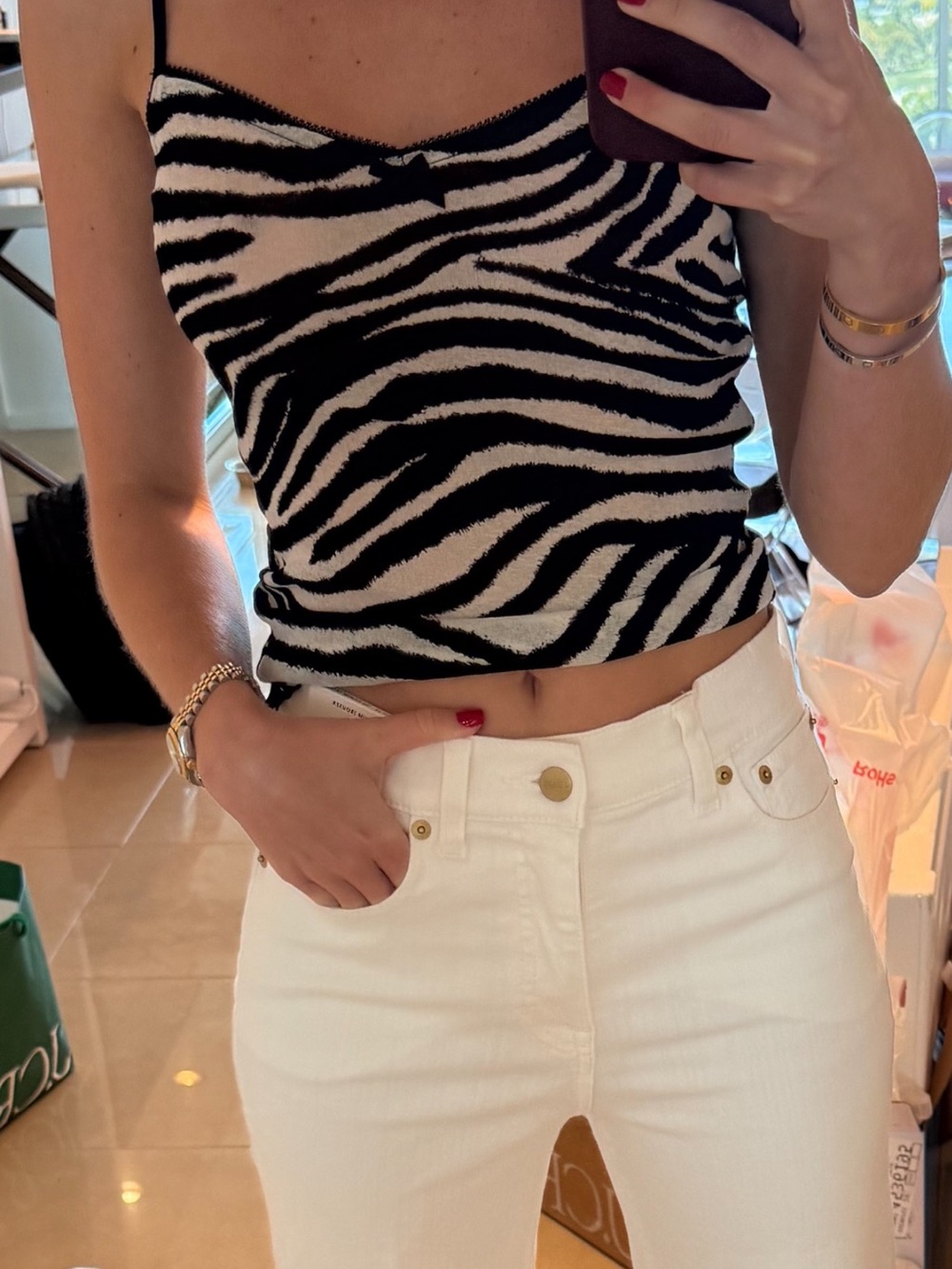 J. Crew Black & White Zebra Print Cami